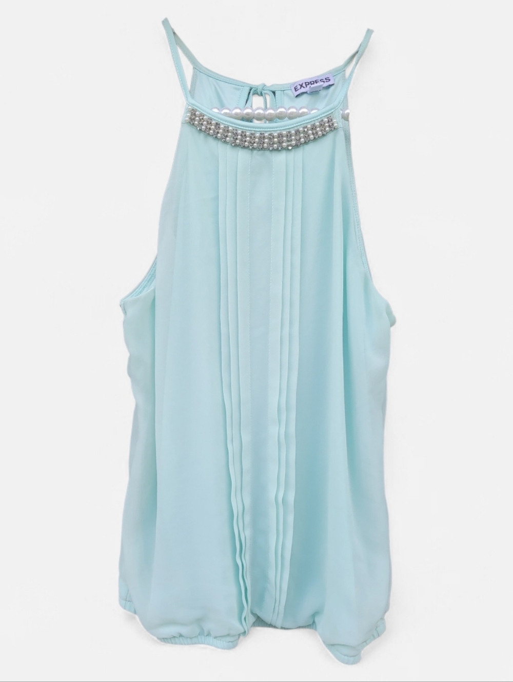 Express Mint Green Aqua Beaded Halter Tank